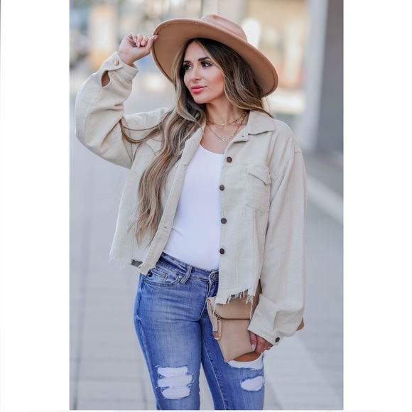 Cream Corduroy Shacket-Closet Candy - Picture 2 of 12